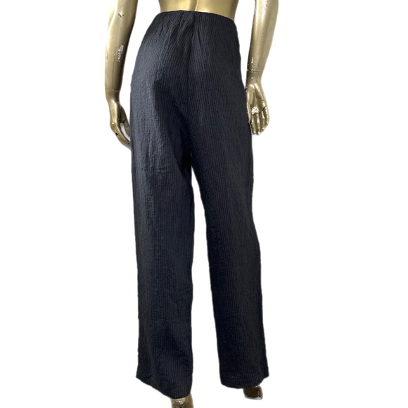 BIEK VERSTAPPEN 100% LINEN PINSTRIPE HIGH-WAISTED RELAXED CUT TROUSERS, Size S - Picture 2 of 8